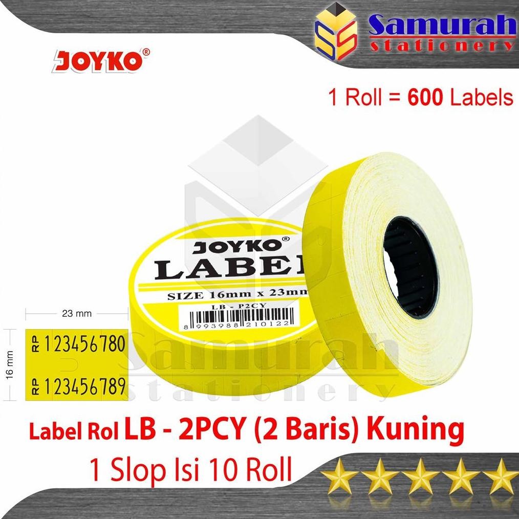 

Kertas Label Rol 2 Baris Joyko LB-P2CY Kuning Per Slop Isi 10 Rol @ 600 Labell / Labels 2 Line Yellow LB P2CY SV9