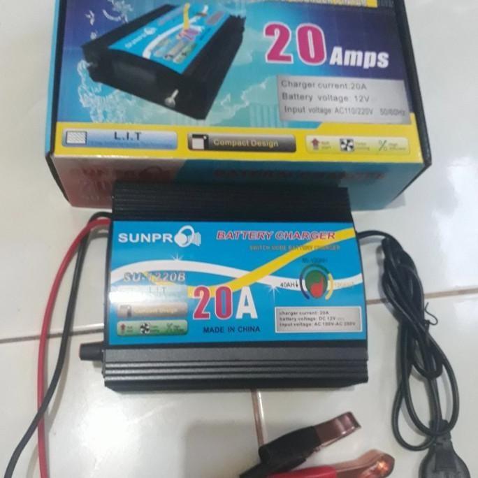 [Expert] Charger aki Otomatis 20Ampere Cas Aki Mobil 20A Sunpro
