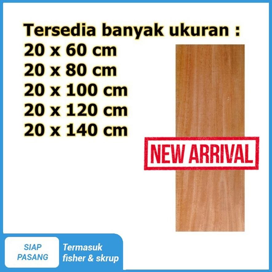 Produk Baru Papan Ambalan Kayu Mahoni 20x60cm Rak Dinding Minimalis Tempel Estetik