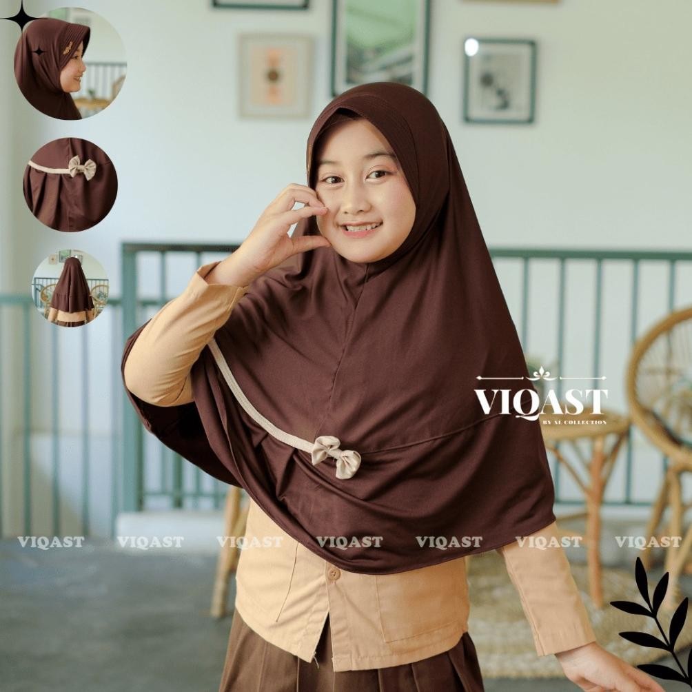 Kerudung Sekolah Anak Pita Rempel ZAHIRAH 4-13 Tahun Jilbab TK Hijab SD PREMIUM AST