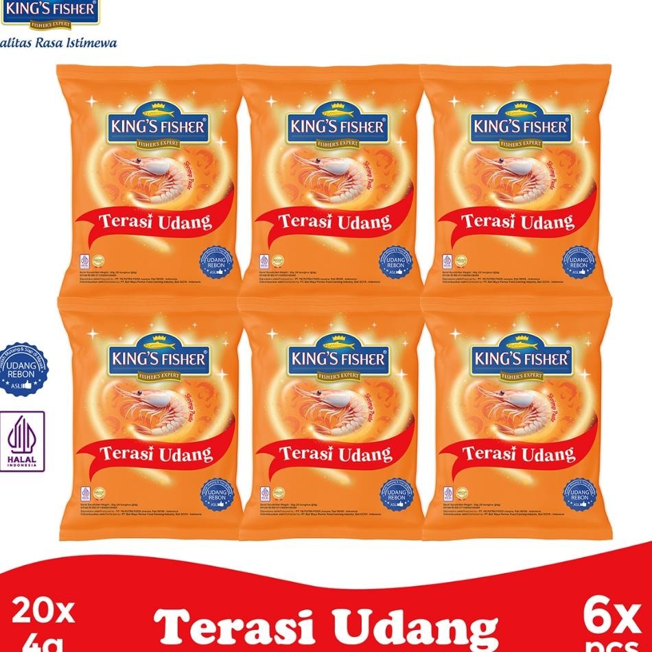 

Paket 6 Pak Kings Fisher Terasi Udang 20 X 4 G Trasi Udang Rebon Wangi Enak