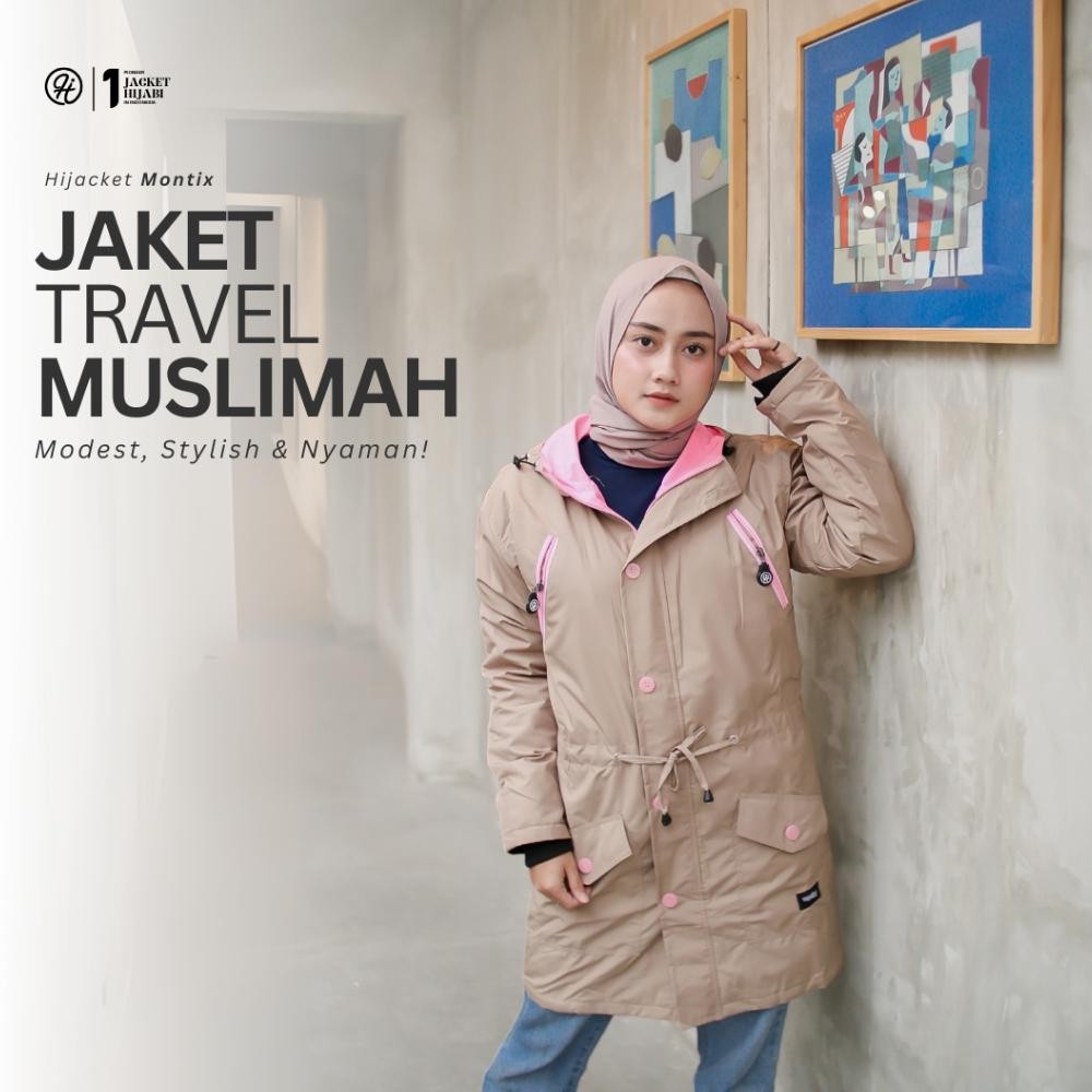 Hijacket - Montix Series - Jaket Hijab Wanita Panjang Outdoor - Polyfiber Waterproof AST