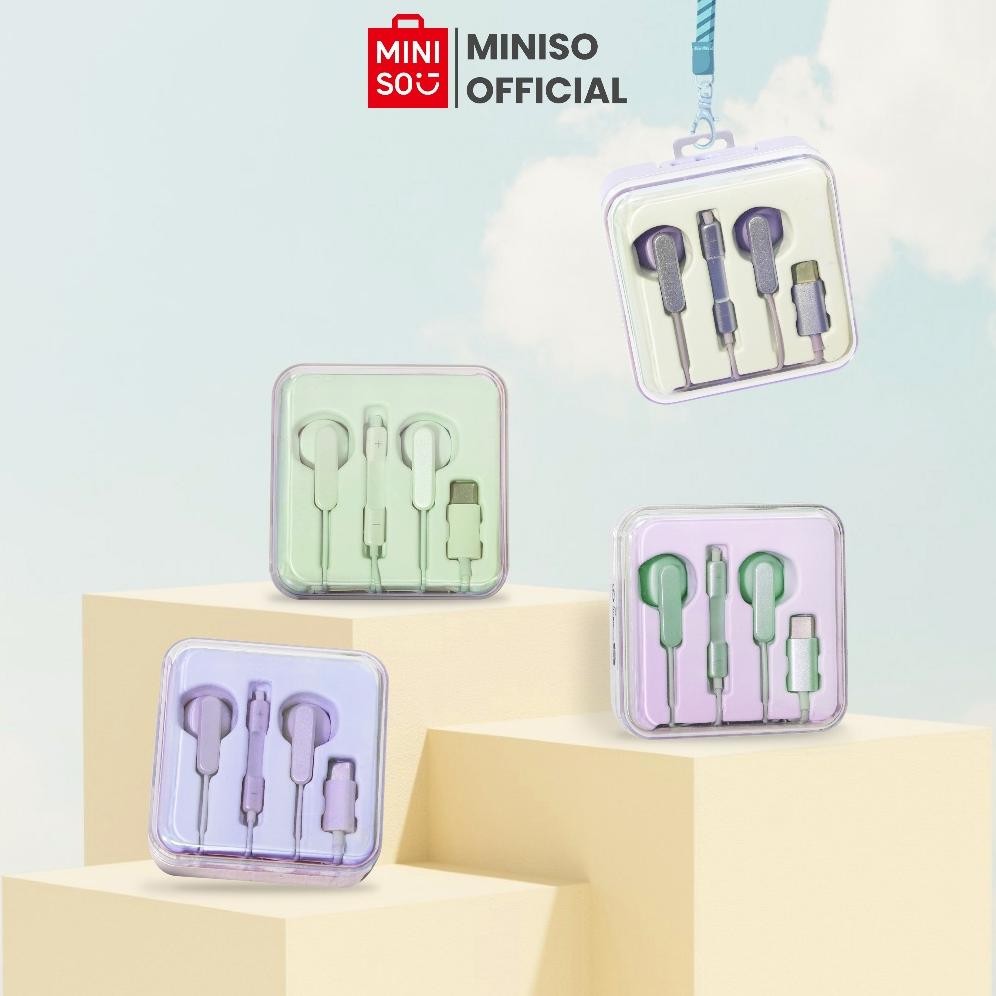 Miniso Earphone In-Ear Headphones Type-C Half In-Ear Headphones Earphone Kompatibel Dengan IPhone 15