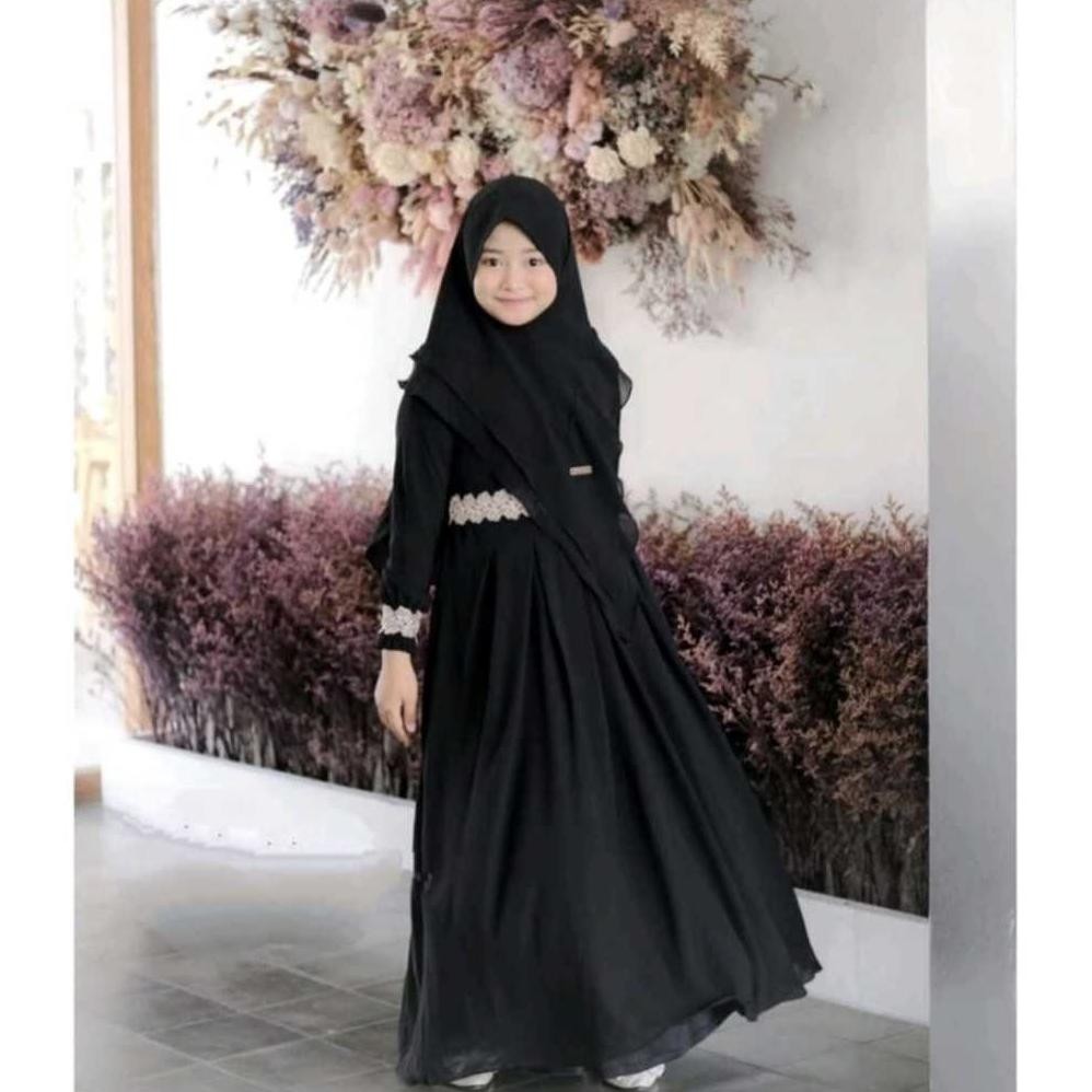 Baju Gamis Anak 5-13 Tahun Gamis Premium Anak Tanggung Gamis Free Kerudung Ceruty Polos Anak Perempu