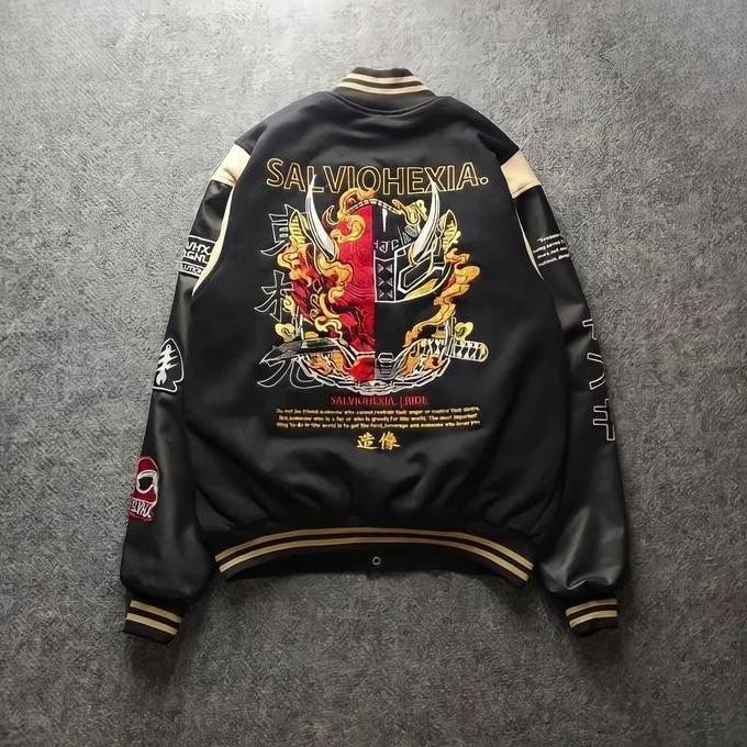 Varsity Baseball Jacket Slvhx Shogun Ronin Black (Best Quality)