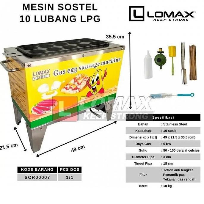 TERMURAH - MESIN SOSIS TELUR SOSTEL 10 LUBANG GAS MESIN SOSIS TELOR