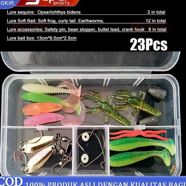 23Pcs Set Umpan Pancing Ikan Softlure Soft Lure Casting Umpan Soft Bait Komplit 6.5Cm Fishing Lure K