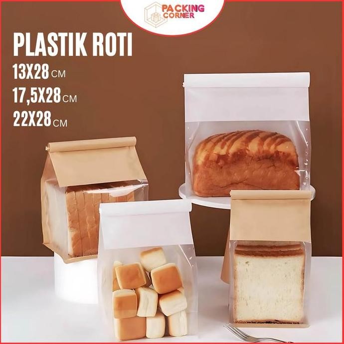 

50 PCS Kantong Roti Tawar Kertas Kraft Paper Bag Toast Box Roti Bread Croissant Zip Lock Kawat