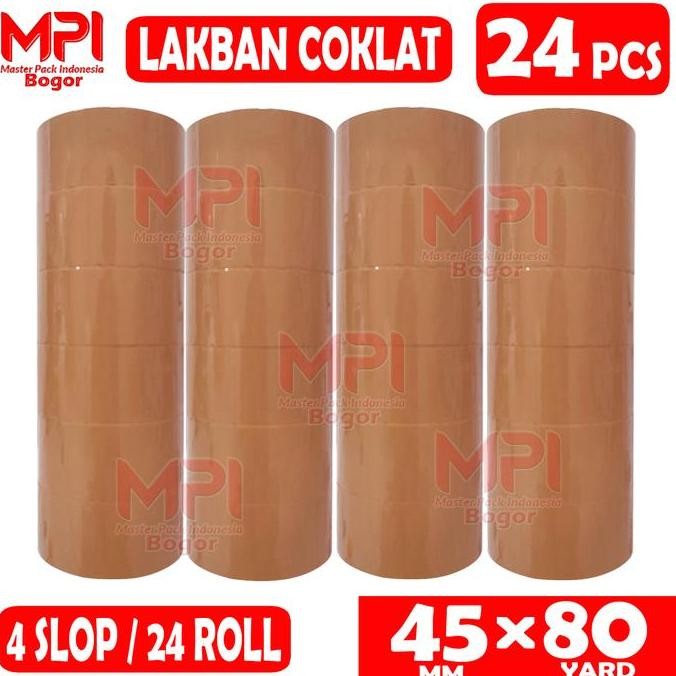 

4 Slop [ 24 Pcs ] - Lakban Coklat 45 Mm X 80 Yard - Lakban Mpi - Master Pack Indonesia Bogor Co