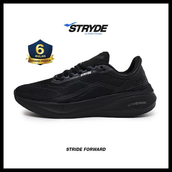 Heiden Heritage [Hrtg] - Ultra Stryde - Full Black - Sepatu Sport Running Sekolah Casual Style Lari 