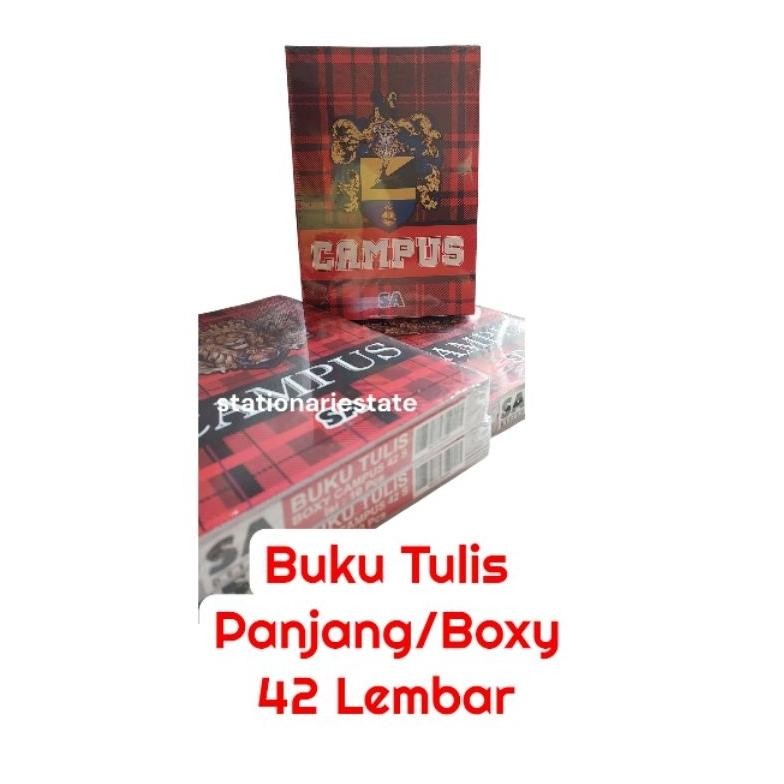 

1pak:10 pcs Buku Tulis Panjang Boxy 42Lembar SA Kotak Merah