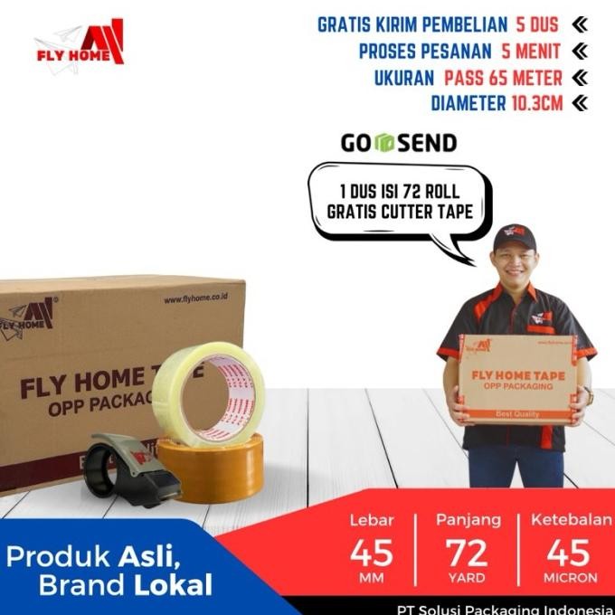 

Flyhome Lakban Bening Coklat 72Yard 1Dus 65Meter 45X72Yard 72Roll Ukuran Asli Instan Co