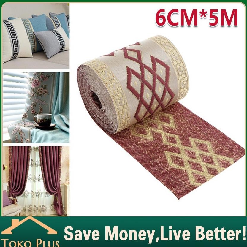 5M Pita Kain DIY Pita Renda Batik Motif Bahan Kain Lebar 6cm Webbing Motif Roll Renda India Renda Pi