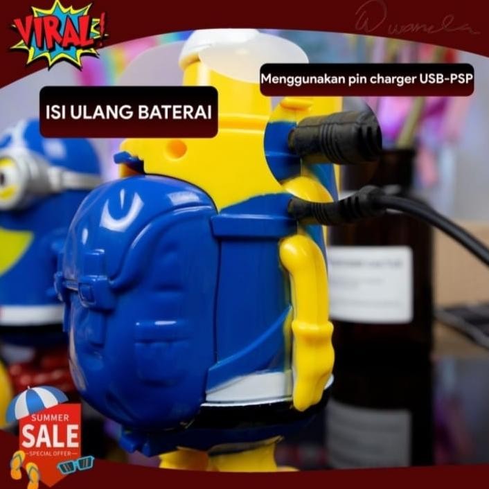 Joeraganlapak Cartoon Spray Fan Kipas Water Minion Lucu Genggam Mainan Anak Air Tangki Ac Mini Gengg