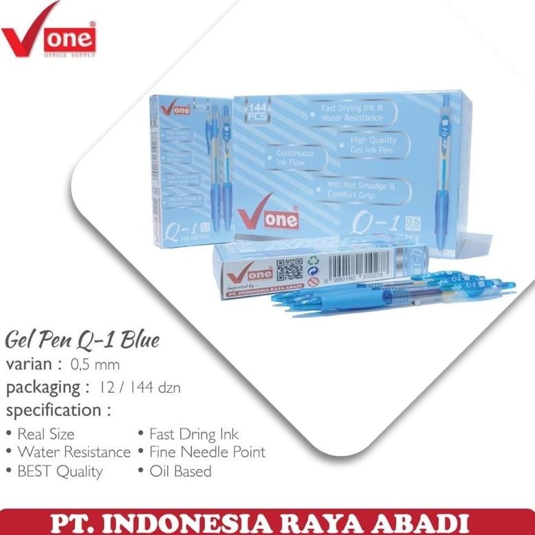 

JoeraganlapakPena Gel V-One Q1 Biru/Hitam 0.5Mm Perpack Oil Based Pulpen Bulpen Bulpoint Trending
