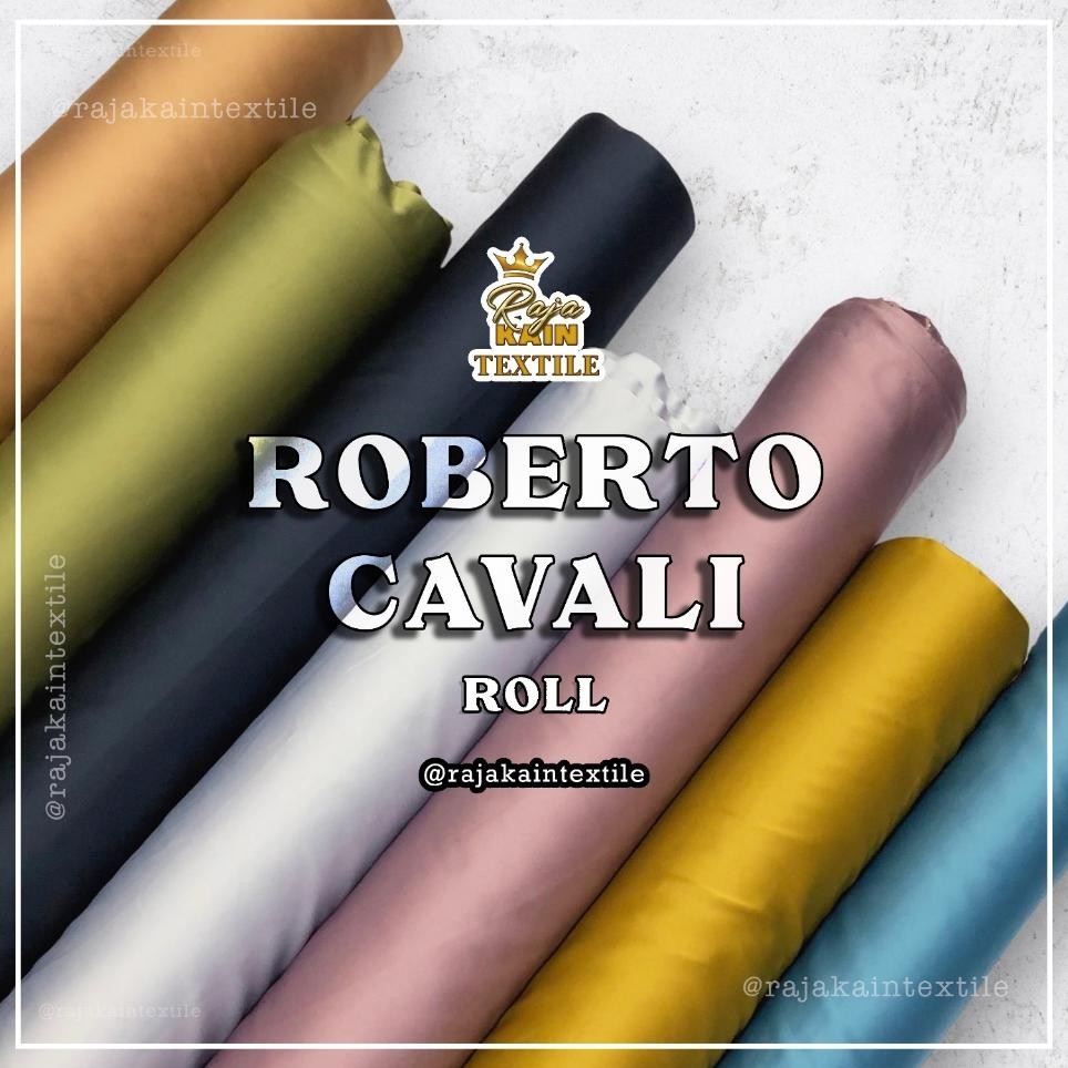 Kain Roberto Cavalii Bahan Silky Satin Sateen Roberto Per 1 Roll 60 Yard Bahan Desmaid