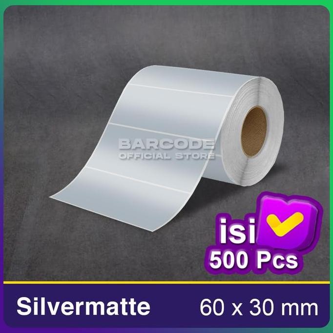 

Label Silver Matte 60x30 Stiker Bare 60 x 30 mm Silvermate Isi 500