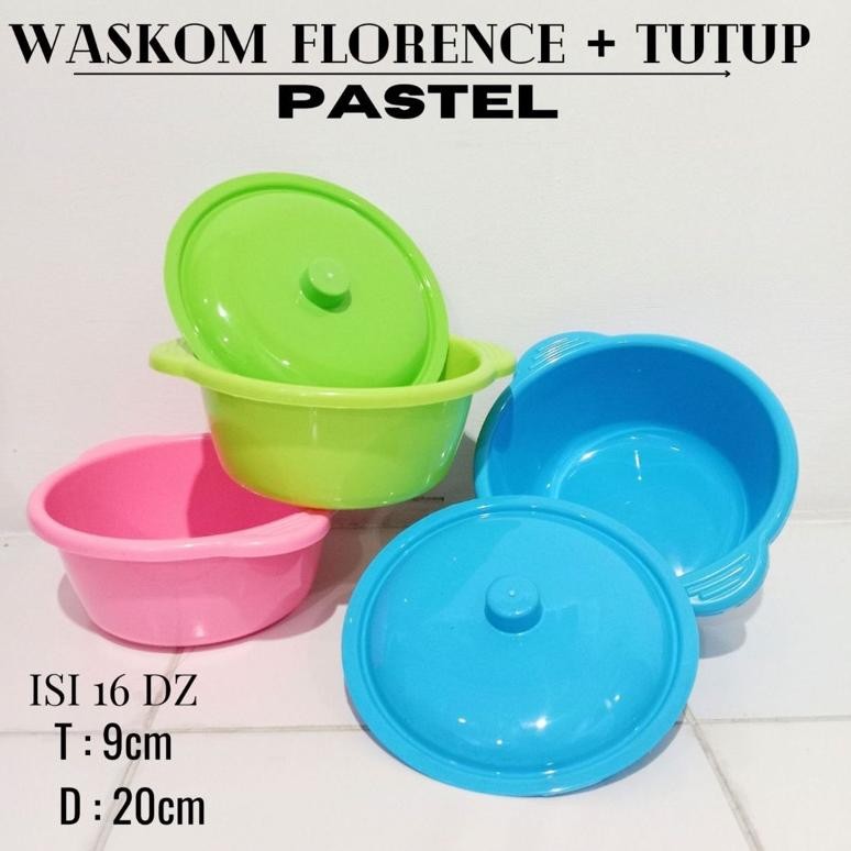 Joeraganlapak Baskom Florene + Tutup Warna Pastel Hajatan Tasyakuran Bahan Plastik Bak Mini Waskom G