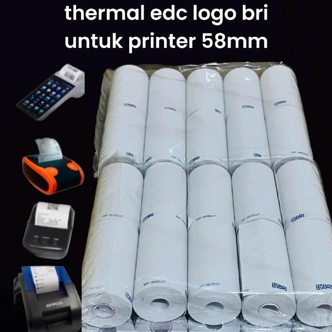 

100pcs kertas struk kasir thermal logo bank bri 58/57x30mm full tanpa tulang