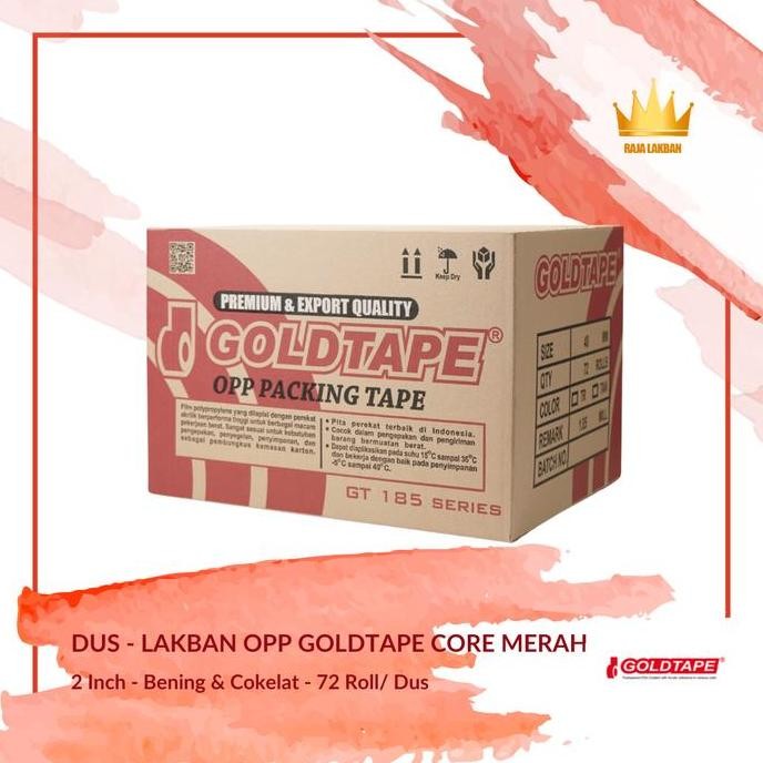 

Plakban Lakban Bening Opp Goldtape Core Merah 2 Inch 48Mm 90 Yard / Bening - Cokelat- Dus Co