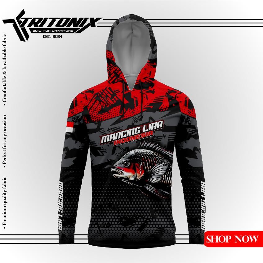 TRITONIX JERSEY MANCING MOTIF IKAN MUJAER NILA VARIAN MERAH BISA CUSTOM NAMA DAN LOGO
