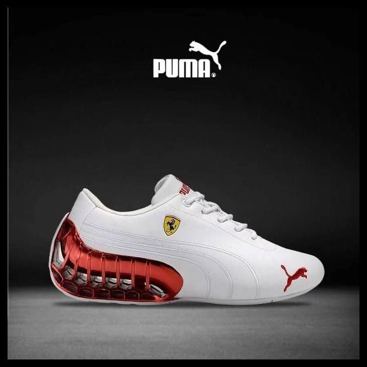 Sepatu Puma  Ferrari Super Gt Motorsport White Red 100% Original Store Guarantee Terlaris