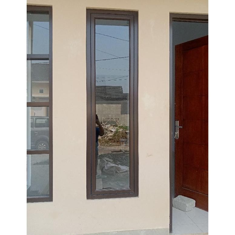 TERLARIS jendela +kusen  aluminium cesment  lengkap T 160x L40 hitam ,putih coklat pengiriman bisa k
