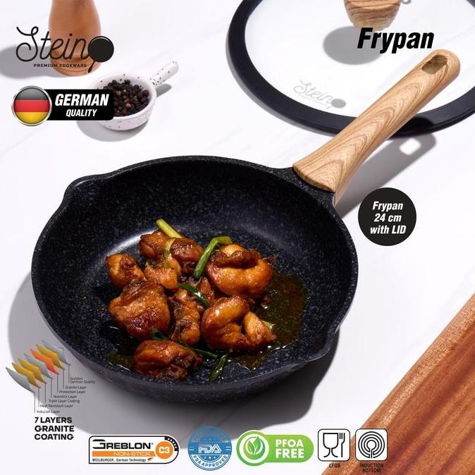 STEIN Cookware Diamond 2 Fry Pan Panci Penggorengan Anti Lengket 24cm + Tutup