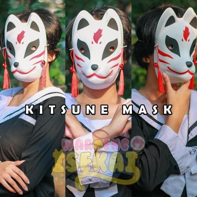 Topeng Anime Jepang Topeng Kitsune Fox Cosplay Topeng Rubah Jepang