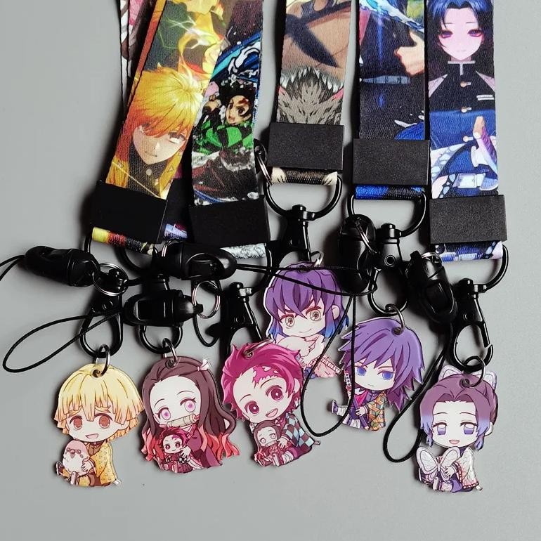 

Demon Slayer Lanyard Keys Id Cell Phone Neck Strap Kamado Tanjiro Anime Action Figure Doll Kids Collection Gift Toys