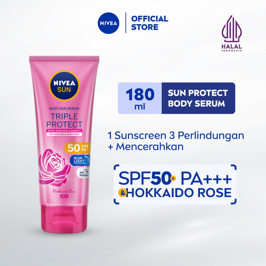 NIVEA SUN Sunscreen Body Serum Triple Protect Extra Radiance & Smooth SPF50 PA+++ 180ml - Sunscreen 