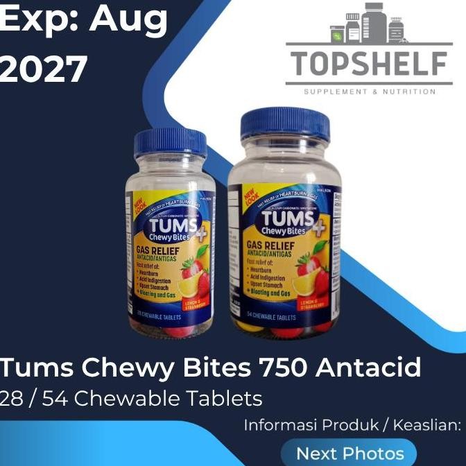 

TERLARIS - Tums with Gas Relief Chewy Bites Lemon & Strawberry Maag Heartburn