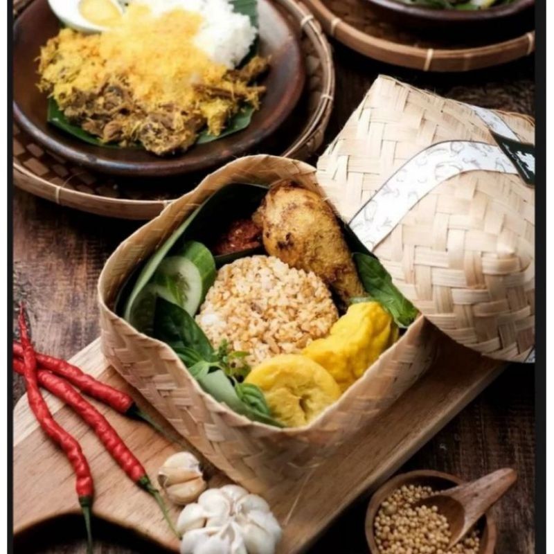( Sepasang ) Besek Nasi 15 X 15 Besek Nasi Berkat Besek Souvenir Besek Hampers Besek Snack