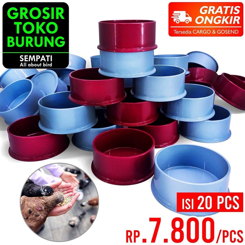 SEMPATI GROSIR Tm Cepuk Emboss Ukir Merpati Isi 20 Pcs Tm Merpati Wadah Tempat Makan Minum Burung Me
