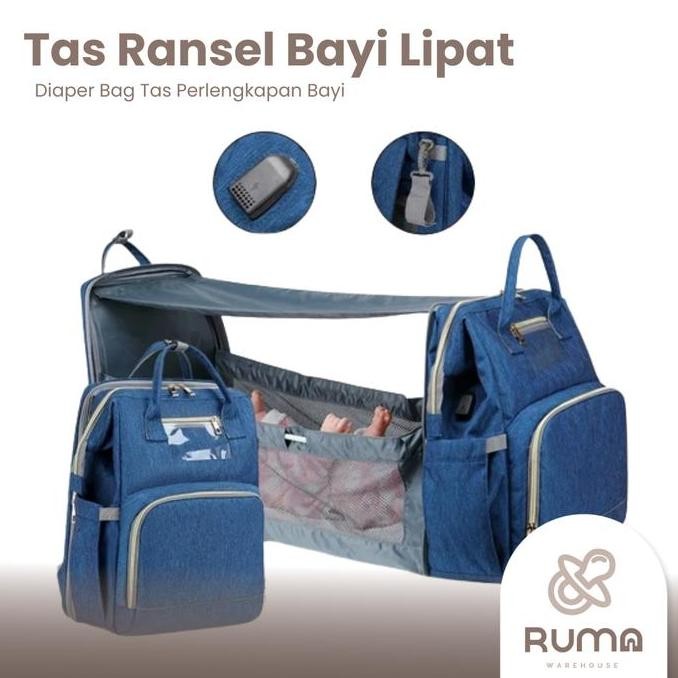 Tas Ransel Kasur Ranjang Lipat Bayi Diaper Bag Tas Perlengkapan Bayi