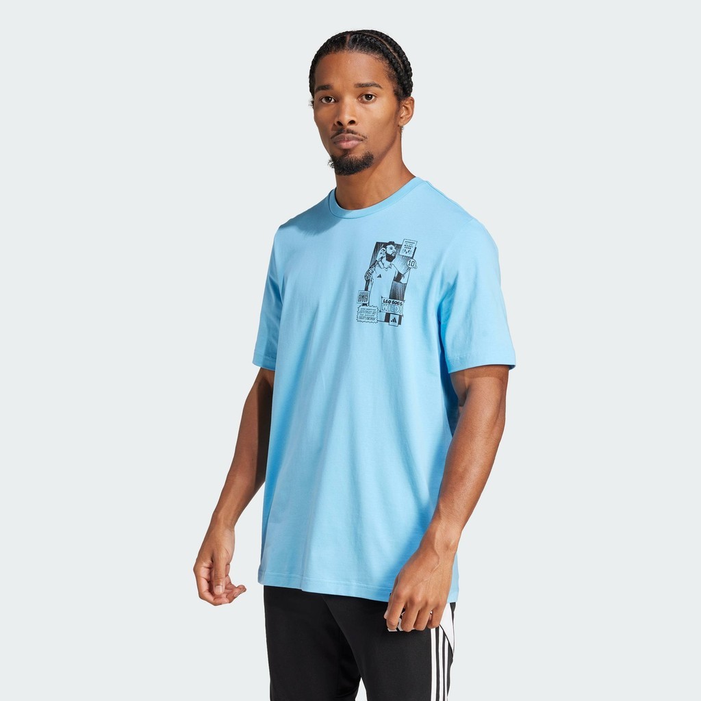 adidas Football Messi Icon Graphic Tee Men Blue JJ1415