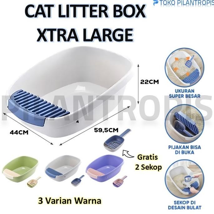 Litter Box Kucing Jumbo XL Tempat Pup Kucing Kotak Bak Pasir Kucing Jumbo Liter Box AST