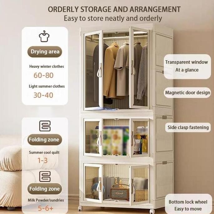 Lemari lipat Pakaian Multifungsi Lemari penyimpanan kebutuhan sehari-hari Lemari makanan ringan Lema