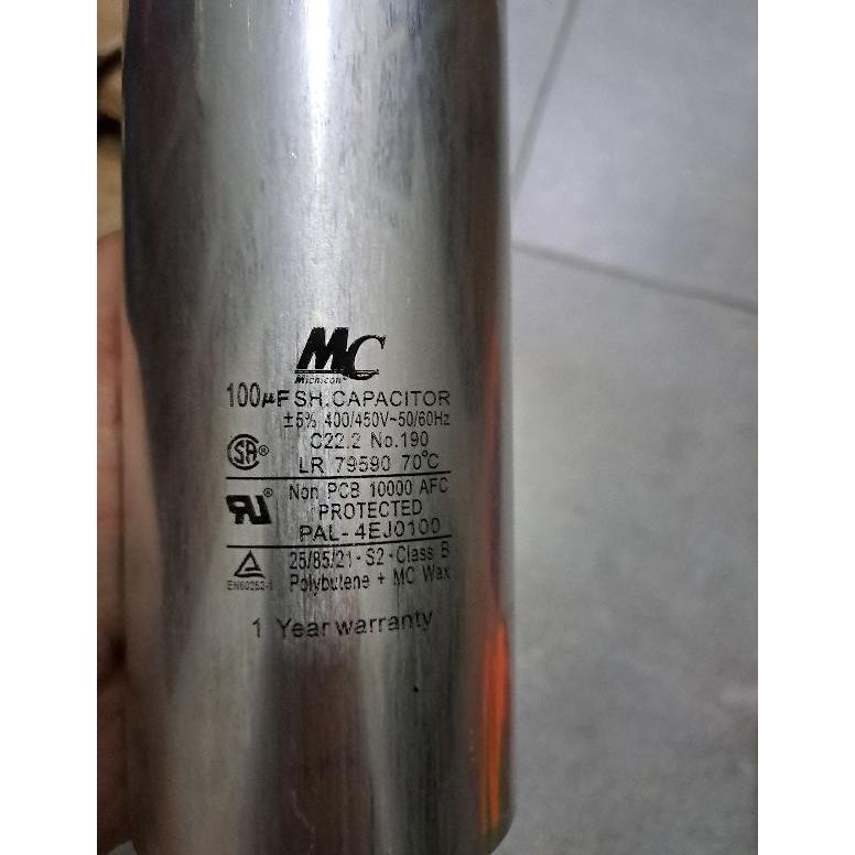 kapasitor 100uf 450 Vac mc