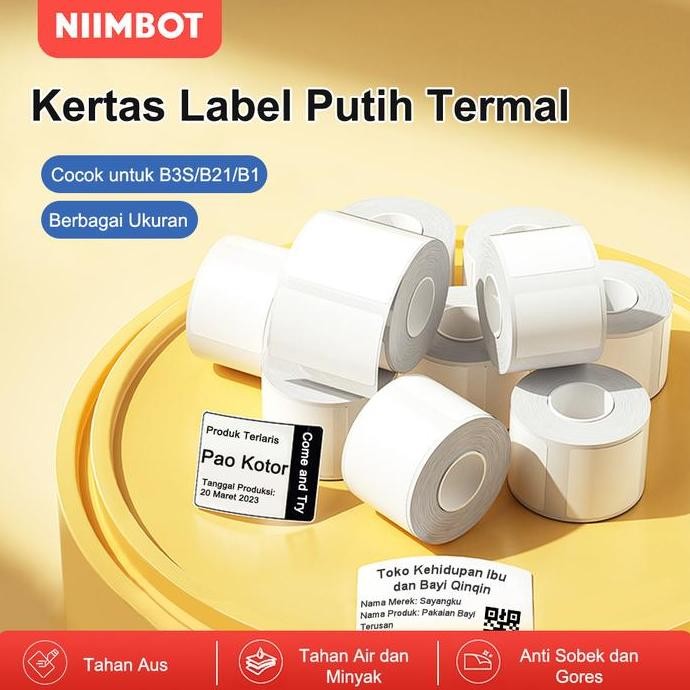

Kertas Label Termal Anti Air Anti Minyak Anti Robek Warna Putih Murni untuk Niimbot B1/B21/B3S/B203 CS
