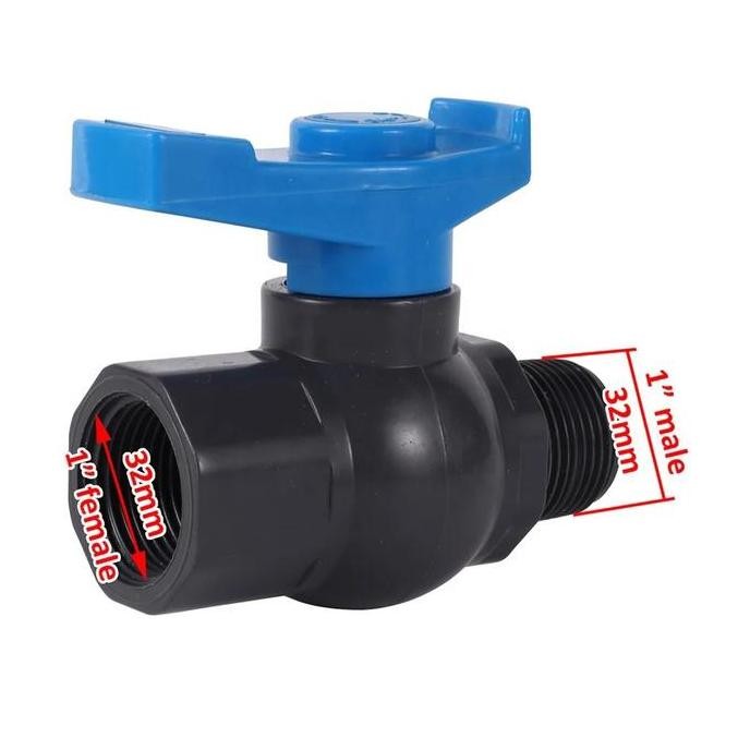 Blue Keran Kran Pvc Sdl 1 Inch Sok Drat Luar Ke Sdd 1Inch Sok Drat Dalam 1 Female To Male Thread Gar