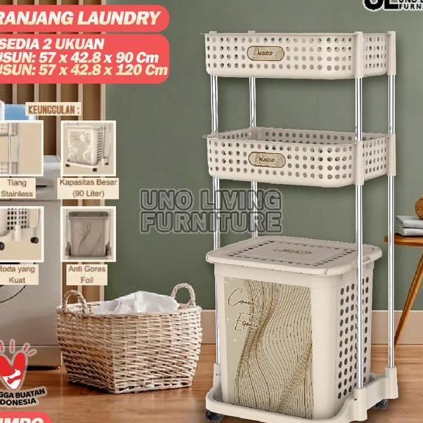 Laundry Basket Jumbo Stainless Steel Rak Keranjang Baju Naiba Emerald
