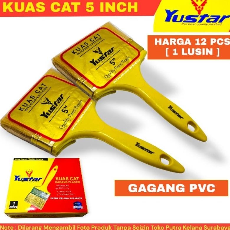

baru kuas cat tembok 5 inch yustar isi 12 pcs gagang pvc tebal & awet
