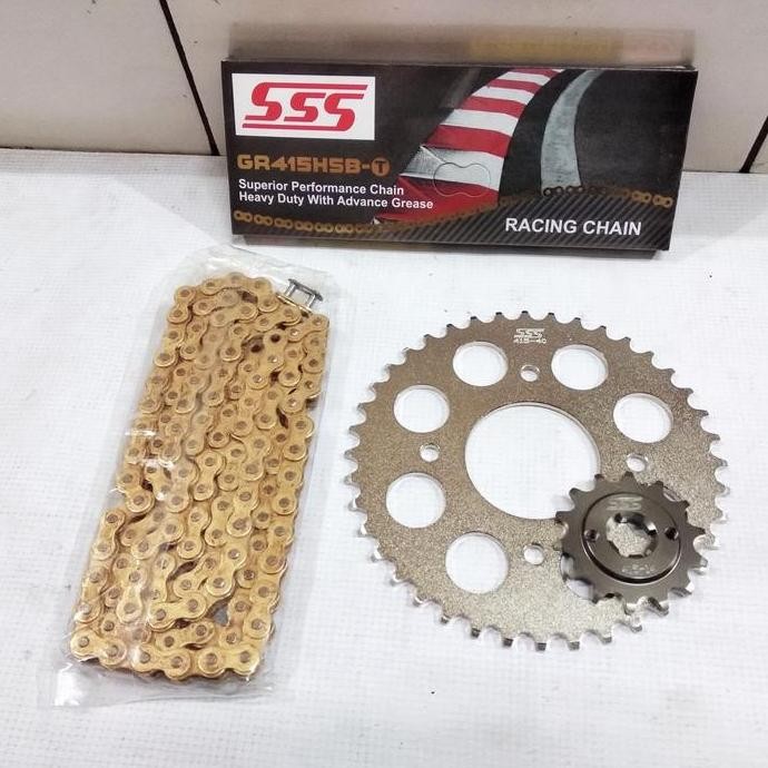 Gear set SSS SUZUKI SATRIA FU FACELIFT Rantai SSS 415HSBT GOLD