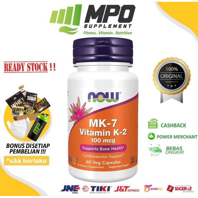 NEW NOW MK-7 Vitamin K-2 NOW Foods MK7 Vitamin K2 100mcg 60 vegcaps