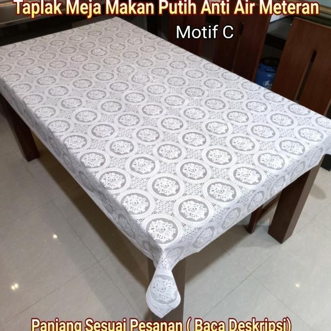 Taplak Meja Makan Putih Polos Plastik Anti Air Meteran Per 50 cm