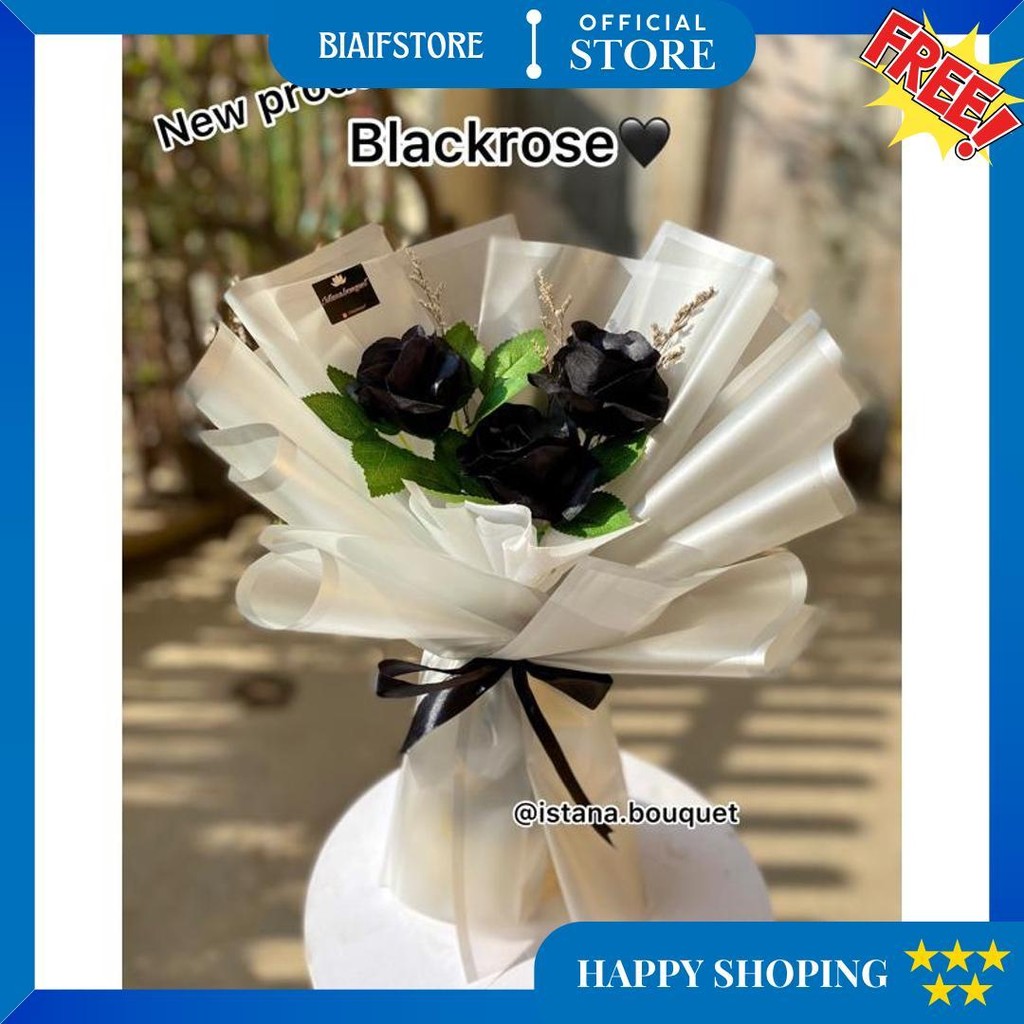Buket Bunga Mawar Hitam Artificial | Buket Bunga Ultah | Buket Bunga Wisuda | Mawar Hitam Premium|Bu