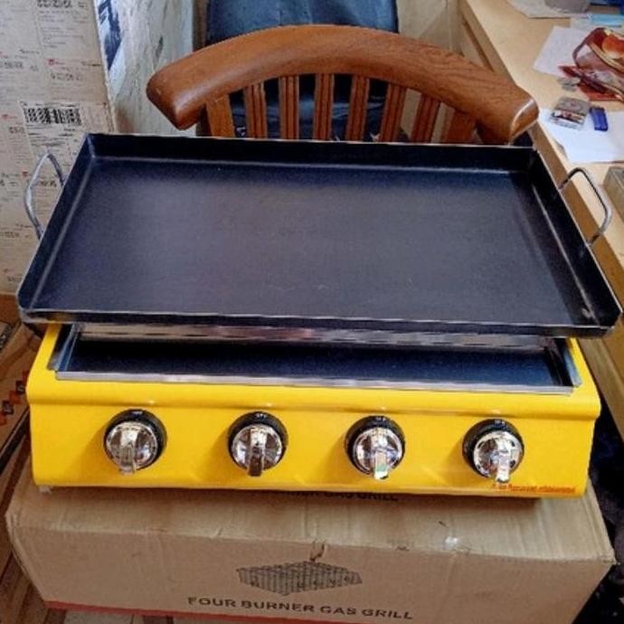 wajan panggangan kotak teppanyaki tebal baja hitam