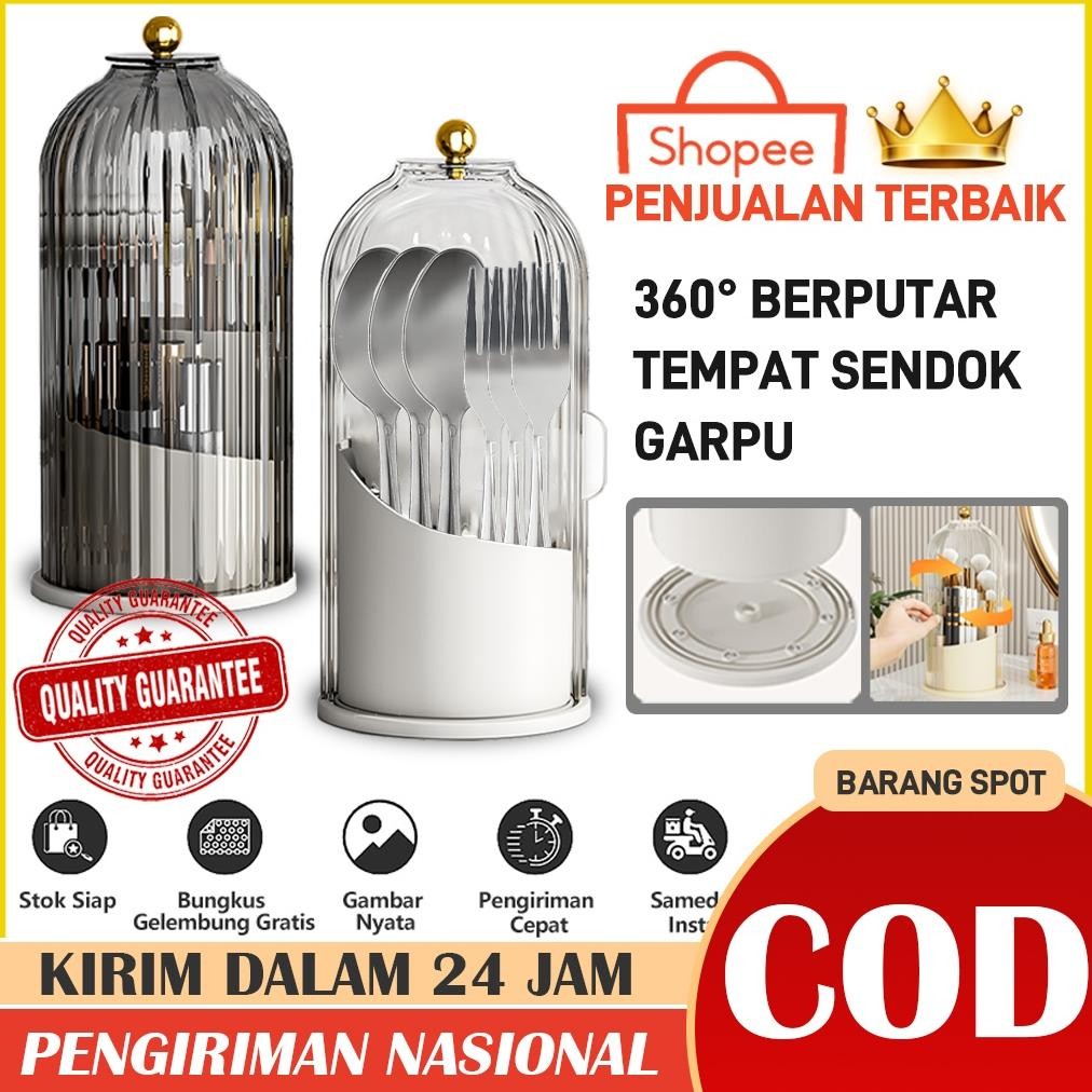 

baru tempat sendok garpu putar multifungsi - organizer kuas makeup, alat tulis & dapur