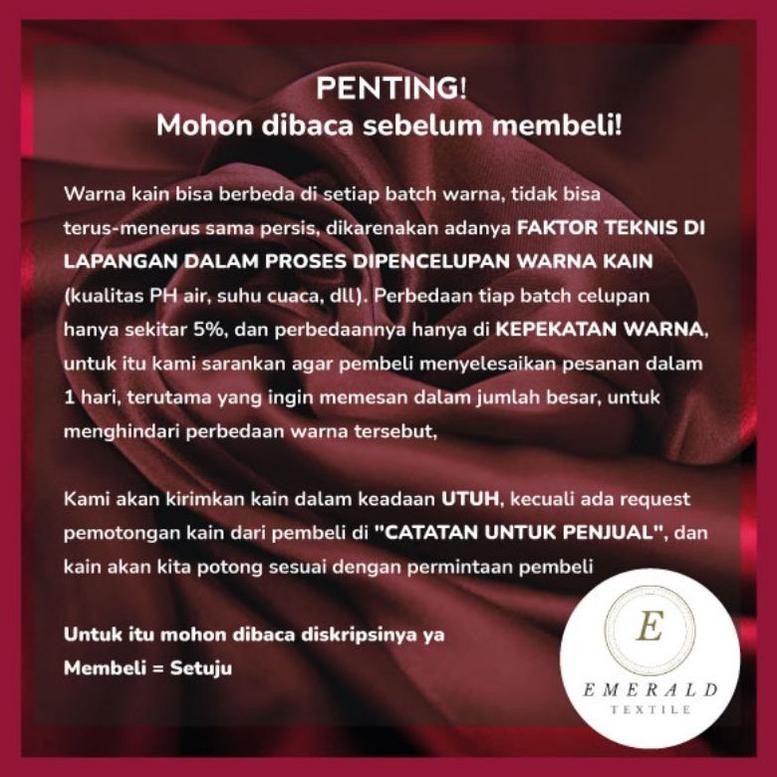 Grosir 1 GULUNGAN / ROLL Kain Satin Charmuse Silk Premium Silk Grade A ( HARGA PER 1 ROLL KAIN )